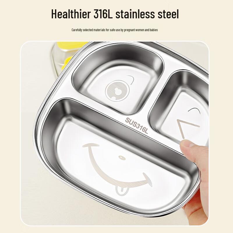 Kids 316 Stainless Steel Divided Plate with Suction Cup