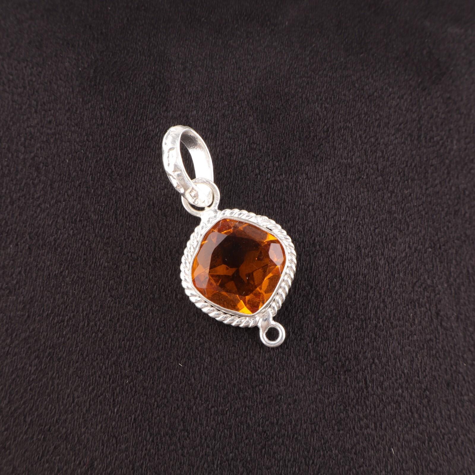 

Cushion Citrine Gemstone 925 Silver November Anniversary Gift Handmade Pendant PP-11-9