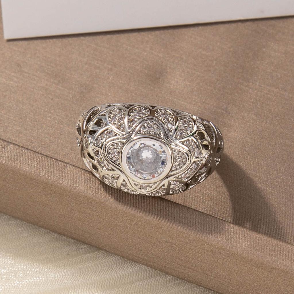 Vintage Luxury Bright Cubic Copper Zirconia Ring Fashionable Adjustable Rings For Women Parties Weddings Jewelry Gifts