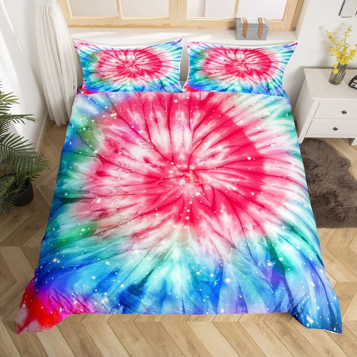 

Комплект постельного белья с принтом тай-дай, комплект постельного белья с брызгами спиральных чернил, триповый, акварельный, покрывало для ребенка, мальчика, девочки, полиэстер, пододеяльник EU single(135x200cm)