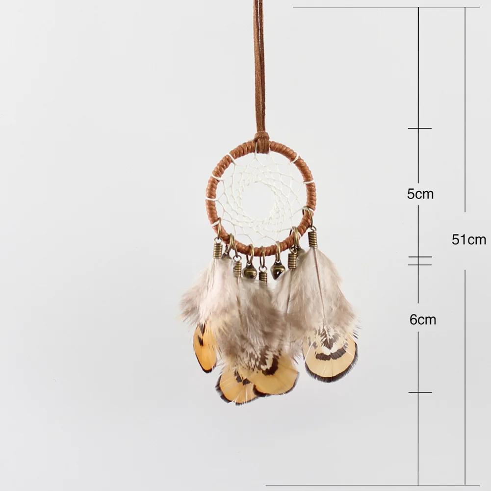 32 Tipos Apanhador de Sonhos Carro Mini Pena Branca Pura Sino de Vento Decoração para Pendurar na Parede Apanhador Artesanal Decoração com Pingente de Pena