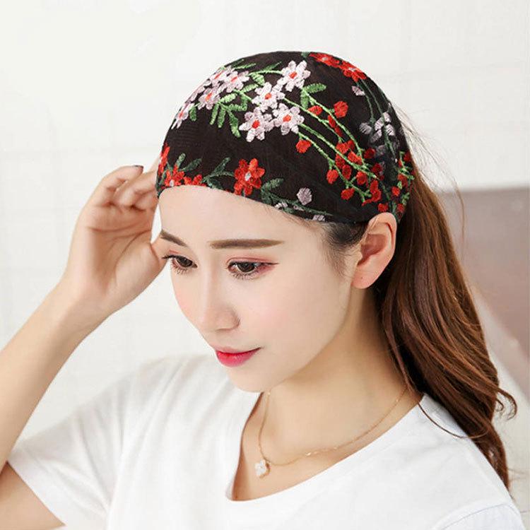Spring & Summer Women's Embroidered Wide Headband - Sweet Korean Style Hair Accessory
