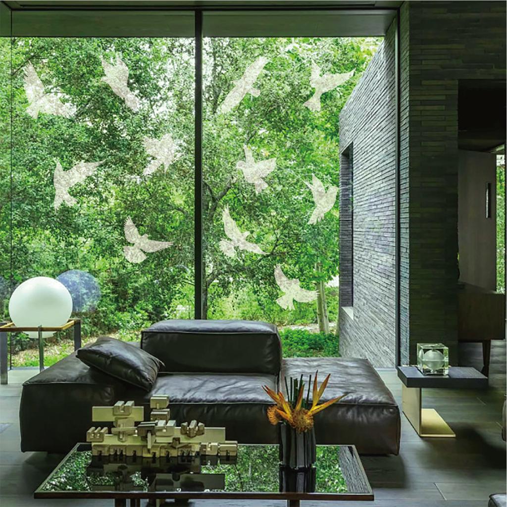 Anti-collision Window Stickers White Hummingbird Removable Window Decorative Stickers Warning Bird Static Glass Stickers