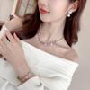 High-end Zircon Camellia Necklace Light Luxury Accessories Collarbone Chain Bracelet Earrings Dress with Elegant Jewelry Set