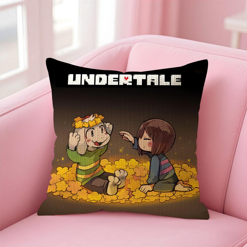 UUndertale Game Cushion Cover Natural Linen Pillow Case DoubleSided Print Decorative Sofa Pillowcase Home Decor Gift