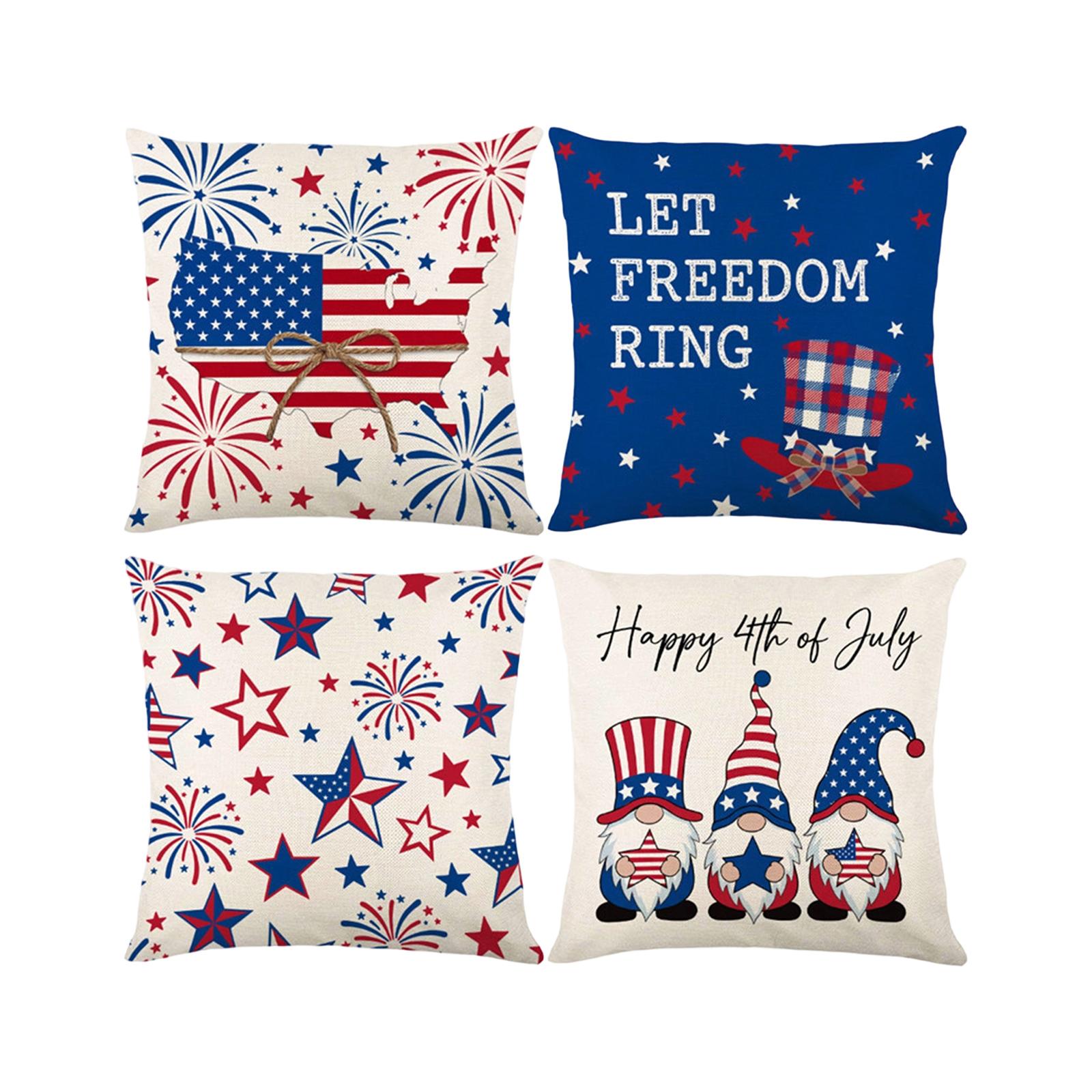 

Independence Day Printed Pillowcase, Star-patterned Cushion, Striped Back Cover, Sofa Pillow. One Size
