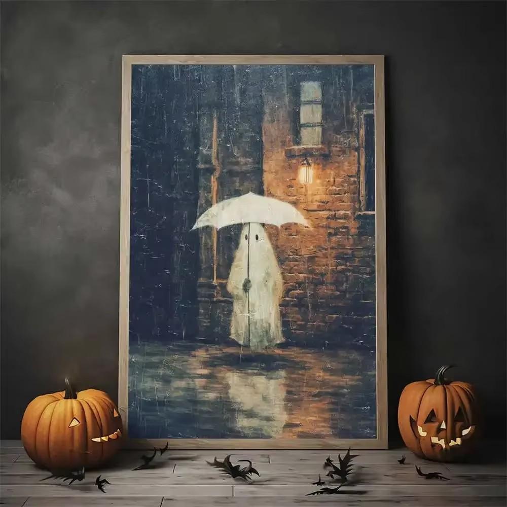 Vintage Wall Art Music Sports Spooky Aesthetics Bicycle Halloween HD Canvas Print Poster Home Living Room Bedroom Decoration