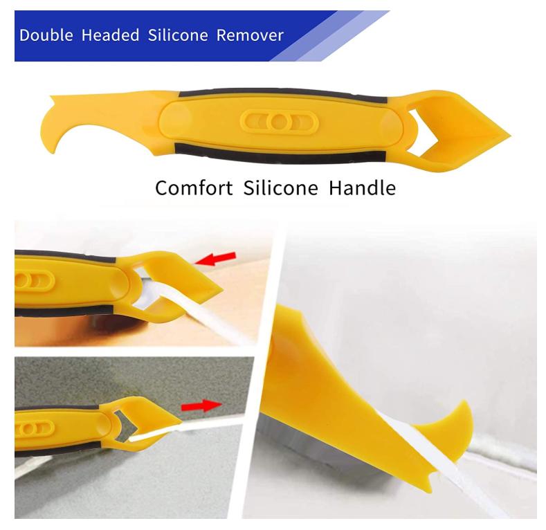 Silicone Caulking Tool Kit, Grout Sealant Remover Tool Set with Plastic Scraper/Caulk Remover/Nozzle, Silicone Sealant