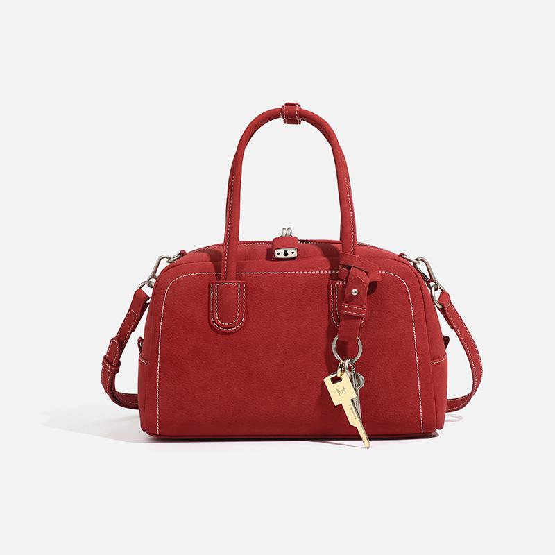 CASHY Leather Boston Handbag: Women's Vintage Commute Crossbody Bag