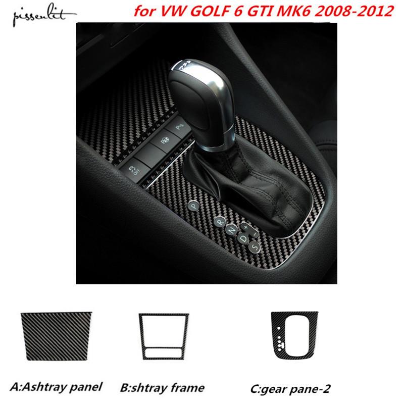 

for VW GOIF 6 08-12 GTI MK6 Car accessories carbon fiber Gear Panel shtray frame for Golf MK6 Interior decoration Car Sticker 5D