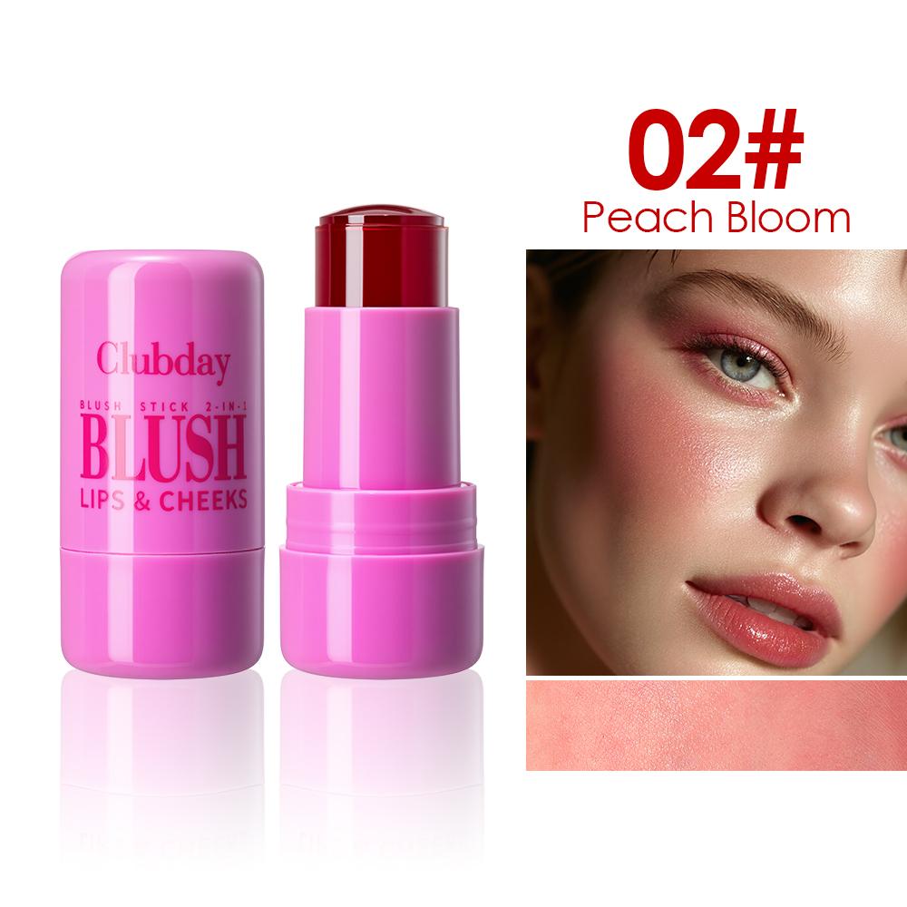 Clubday Bastão de Blush Cremoso 2 em 1 para Lábios e Bochechas - Creme de Blush Hidratante, Bastão de Maquilhagem com Cor e Glow Multiuso, Esfumável e de Longa Duração