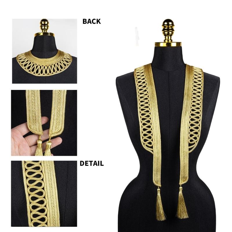 Gold Thread Collar Trim Sewing Applique For Handmade Suits And Dance Costume Clothing Embellishment Sewing Accessories