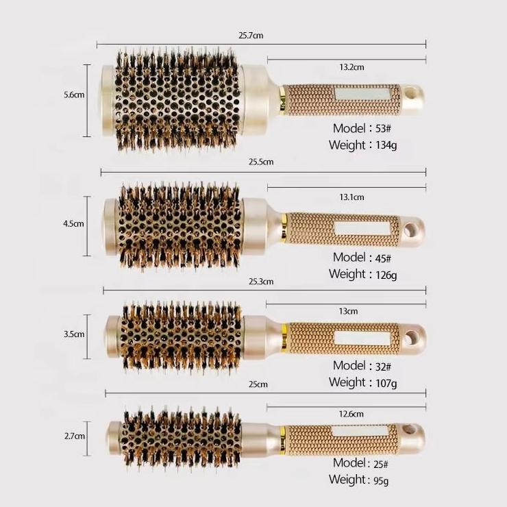 4Pcs Professional Boar Bristle Thermal Ionic Brush Salon Round Hair Brush Ceramic for Curling Styling Blow Drying