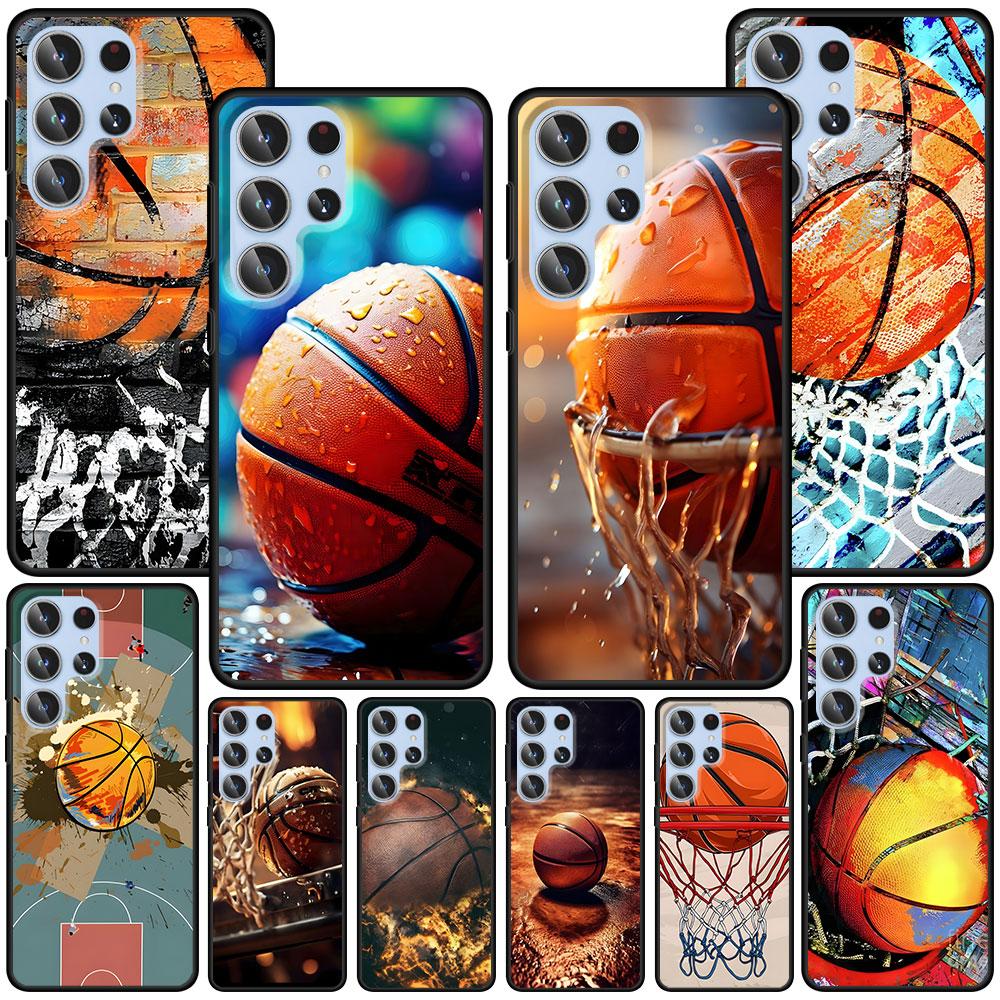 Basketball Korb Sport Hülle für Samsung Galaxy S23 S21 S20 FE S24 S22 Ultra S10 S10e S9 Plus Weiche Schwarze TPU Handyhülle Bumper