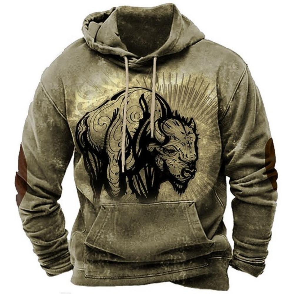 Felpe con cappuccio per uomo Y2k Golf Campeggio Casual cowboy Manica lunga Autunno Moda Felpe con cappuccio stampate in 3D Vacanza Largo Oversize