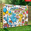 2D Flat Banner, 1 Piece, Cartoon Style 6/7th Birthday Theme Party Banner Background, Polyester, Birthday Cake