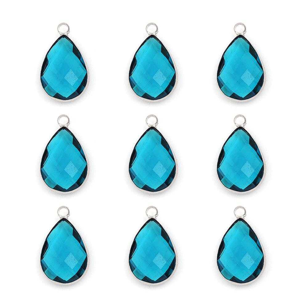 6Pcs Glass Droplet Shape Pendant with Gold Border High Quality Pendant For DIY Necklace Earrings Jewelry Accessories Supplies