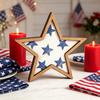 Panneau en bois étoile rustique du 4 juillet, Panneau bloc forme étoile vintage, Centre de table patriotique à étages pour le Memorial Day, Table de maison du Jour de l'Indépendance