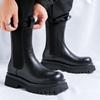 Men's Black boots Classic designer casual style Party or work 38-46 Fashion outdoor street High top leather shoes Thick soled