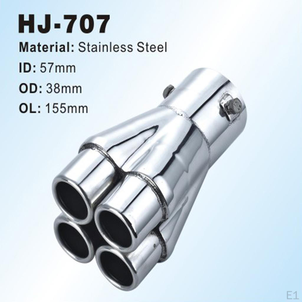 57mm Car Exhaust Tail Tip Stainless Steel 155mm Silver