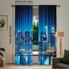 Set Of 2 Cityscape Curtain Big City Night Panorama Balcony Skyscrapers Bedroom Living Room Dining Polyester Perfect For