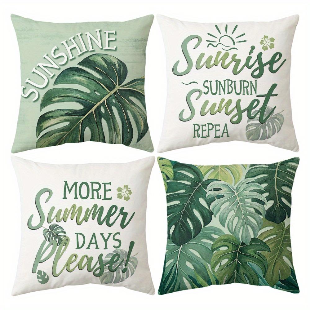 Tropical Vibe Leafy Pillow CoversLiving Room Sofa Cushion Cover, Soft and Comfortable, Bedroom Room Decoration