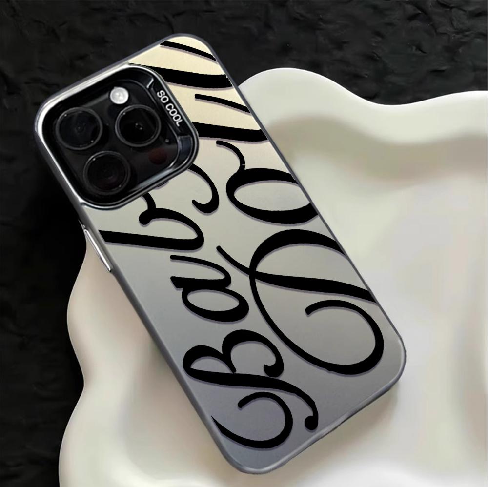 Creative and stylish Black letter phone case for iPhone 16 15 14 13 12 11 Pro/ Max/Plus anti-fingerprint shock-proof rear cover