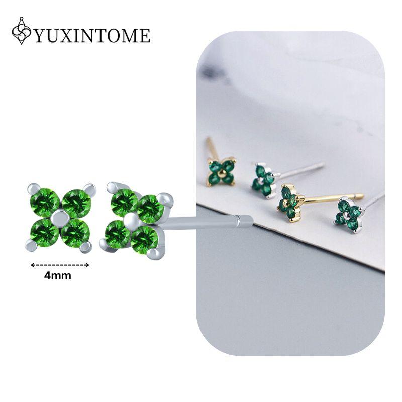 Turquoise 925 Silver Ear Needle Green Zircon vintage emerald Heart/Flower Pendant Hoop Earrings Fashion party Jewelry