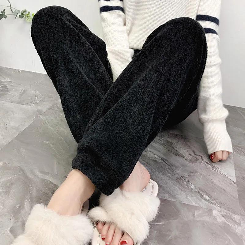 Doppelseitiges Fleece Warme Freizeit-Hose für Frühling und Winter - Gemütliche, lockere Nachtwäsche für zu Hause oder draußen