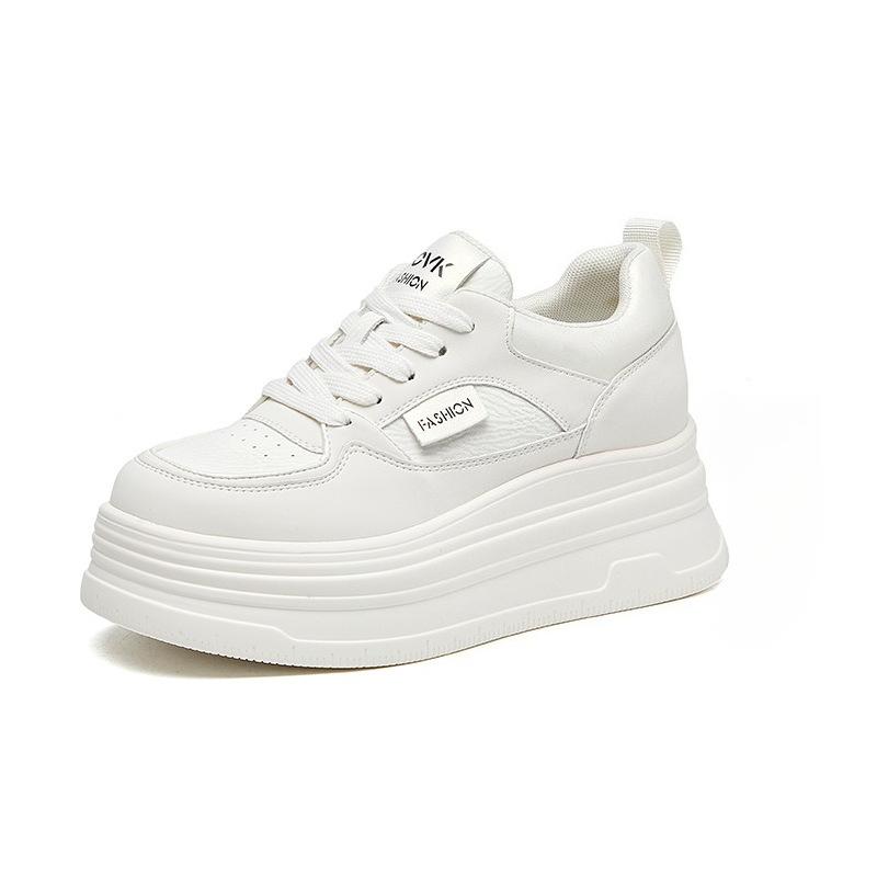 

Women s Platform Casual Shoes Autumn Mesh Breathable Comfortable Flats Fashion Lace Up Height Increase Non Slip Vulcanized Shoes 34 білий