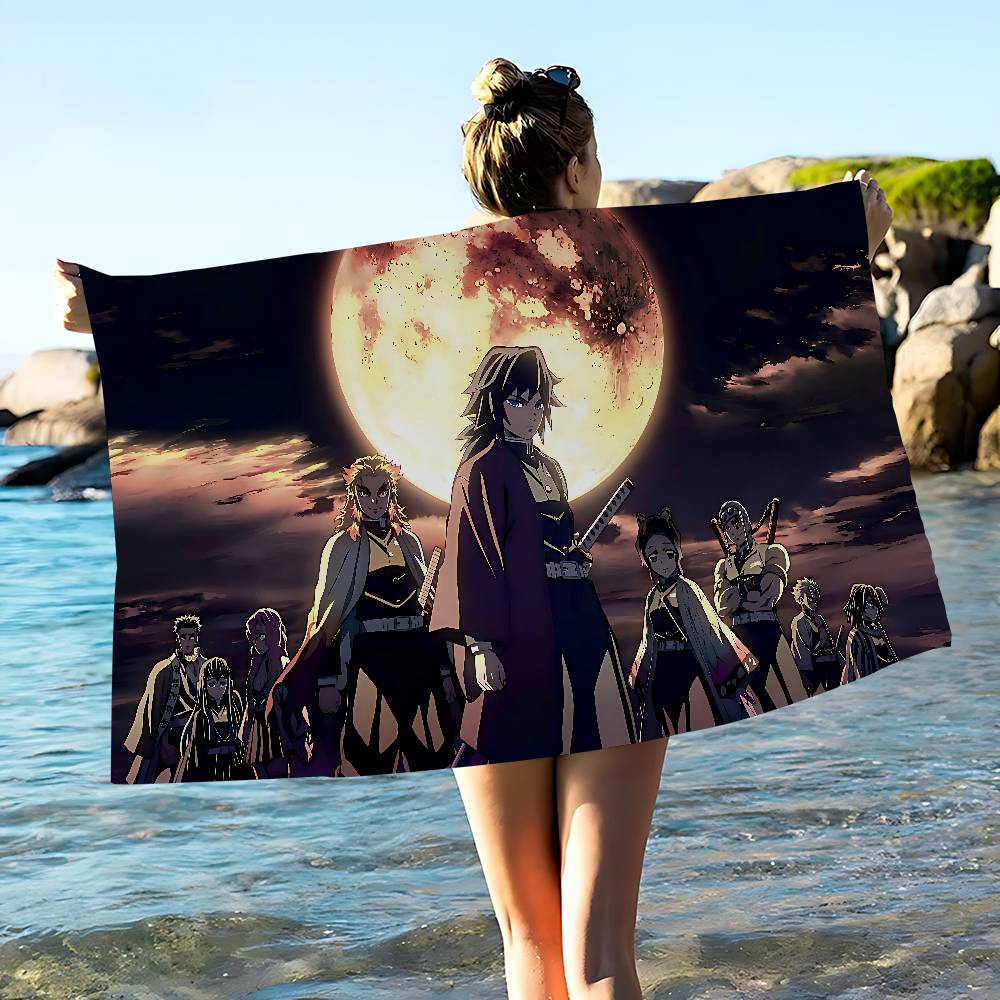 Anime Demon Slayer Beach Towel Colorful Bath Towels For Girl Microfiber Quick Dry Sand Free Beach Yoga Spa Gym Pool