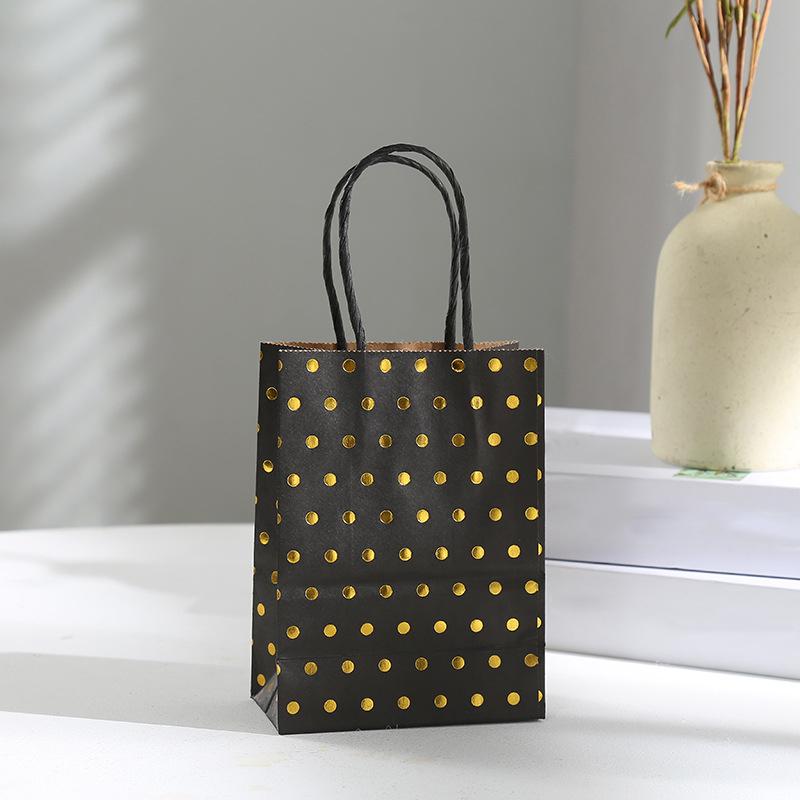 WTEMPO 12PCS 6*11*15CM Christmas/New Year Round Dot Printed Gifts Bags Portable Foldable Paper Gift Handbags Creative Festivals Gift Packaging Bags