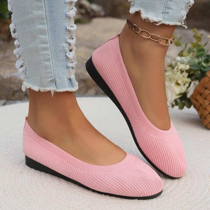 Elastic Knitting Flats Slip On Shoes for Women  Summer Breathable Soft Loafers Woman Lightweight Casual Shoes Plus Size 36-43