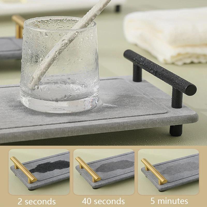 Sink Caddy Instant Dry Kitchen Bathroom Organizer, Diatomaceous Earth Water Absorbing Quick Stone Drying Soap Bottles Mat Tray