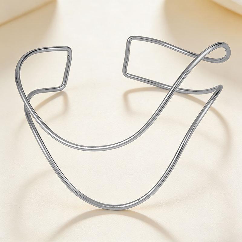 European & American Adjustable Double Layer Metal Arm Bracelet – Niche, Irregular, Simple Design