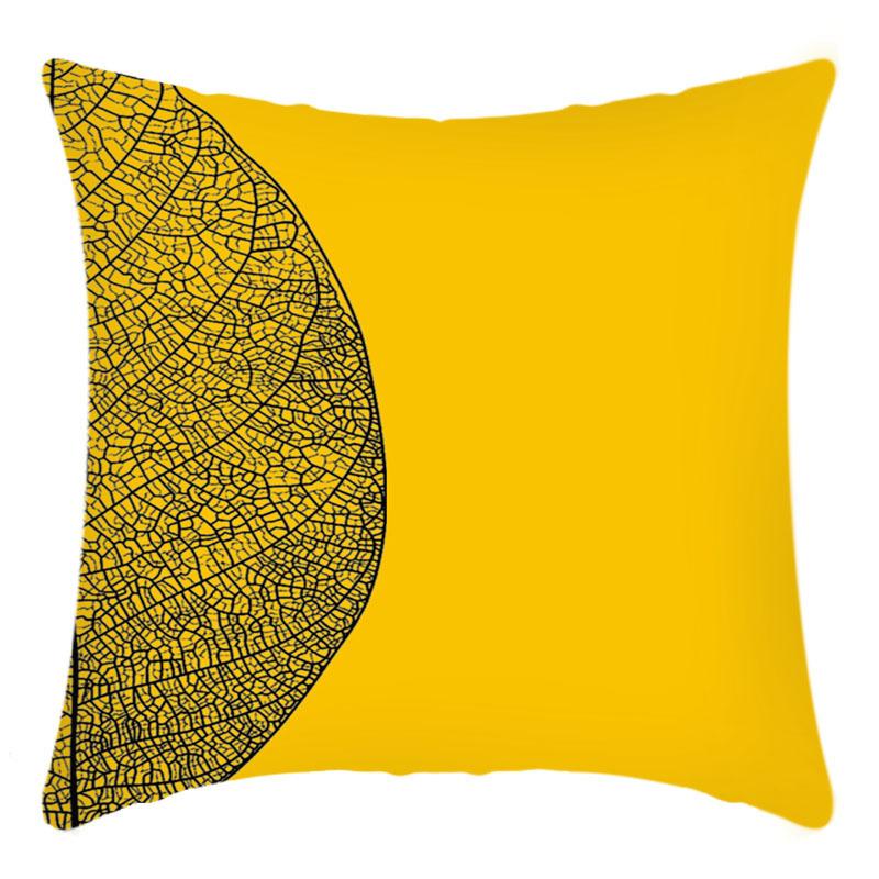 

Новая простая серия Желтая наволочка с принтом букв Домашняя наволочка для диванной подушки 45 * 45Cm pillowcase