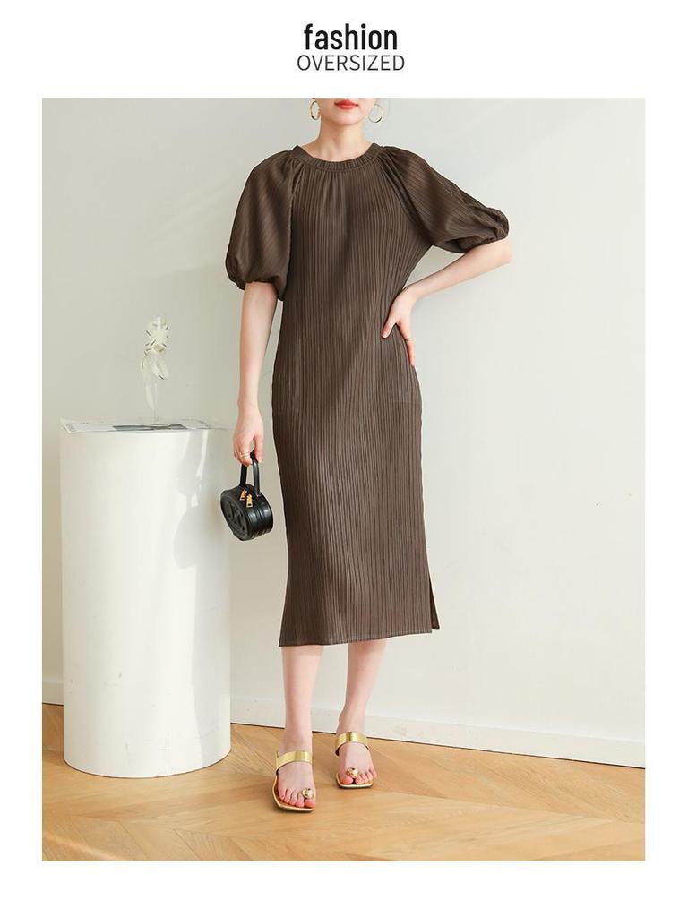 2026 Summer Miyake High-End Pleated Loose Pastoral Dress