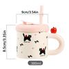 Cute Cat Pattern Cute Drinking Cup with Straw Cartoon Cat Drinkware  for Best Friend