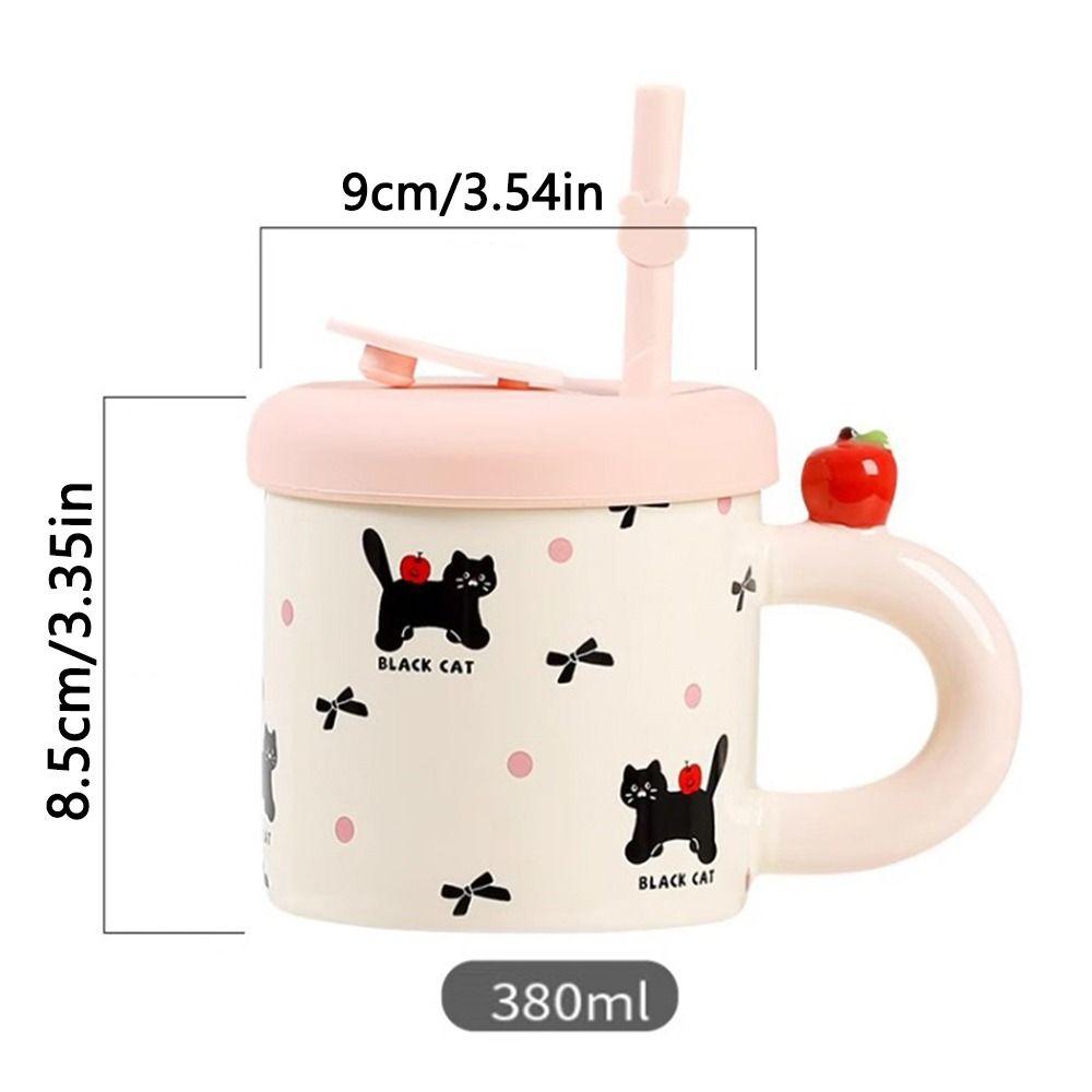 Cute Cat Pattern Cute Drinking Cup with Straw Cartoon Cat Drinkware  for Best Friend