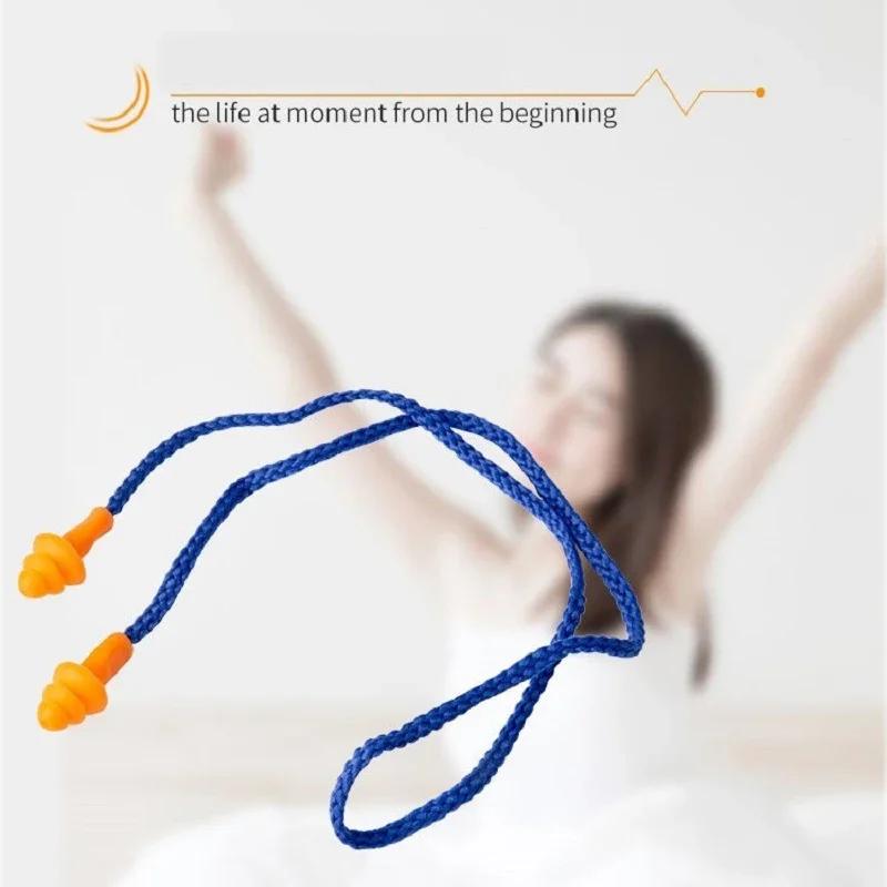 1/5/10pcs Soft Silicone Corded Ear Plug Protector Reusable Hearing Protection Anti-noise Sleep Aid Comfortable Silicone Earplugs