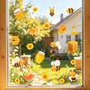 Spring Summer Bee Window Clings Honey Bee Static Glass Stickers Sunflower Honeypot Bee Removable Decals for Home Party Shop Glass Decor