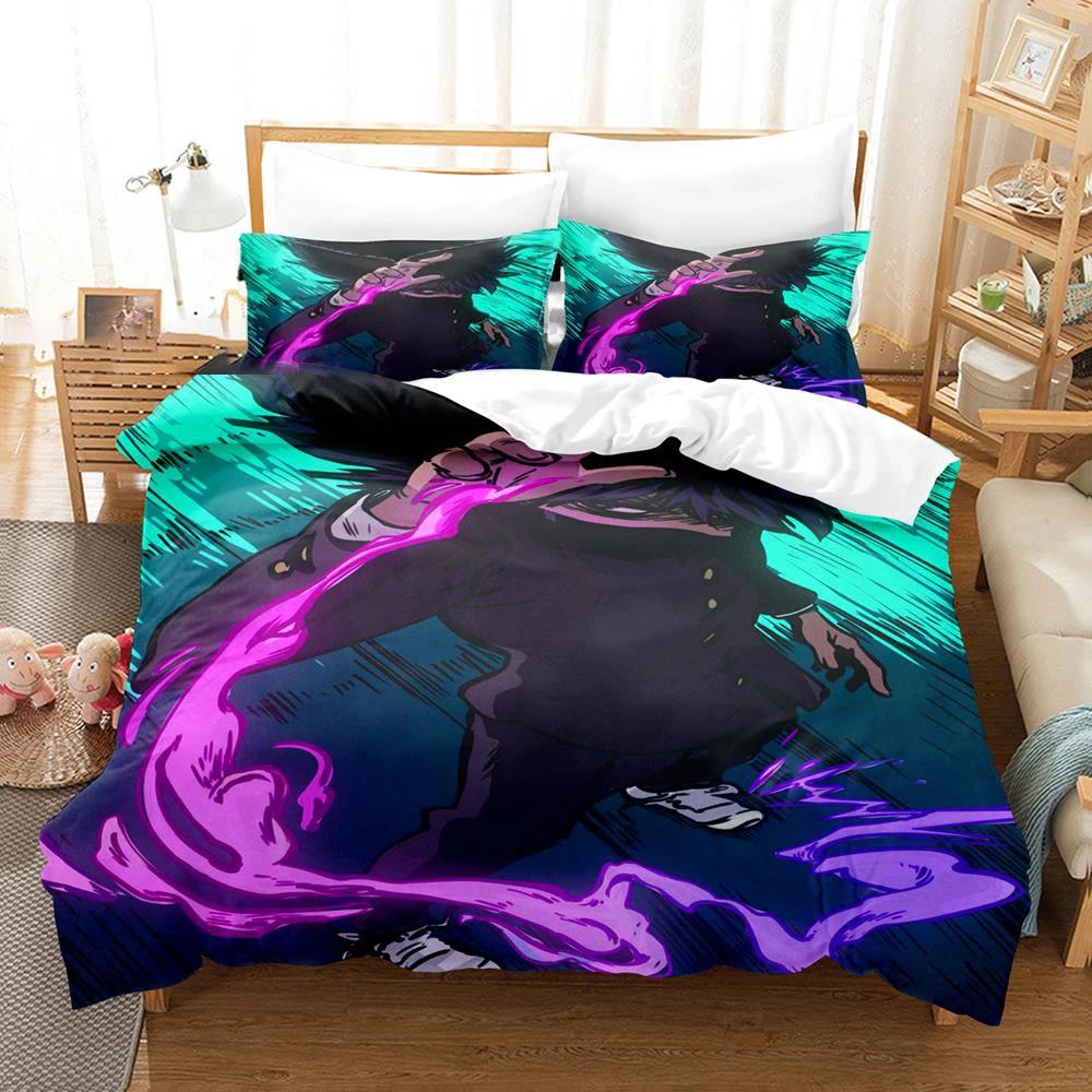 3D Printed Mob Psycho 100 Bedding Set Anime Kageyama Shigeo Duvet Cover Set Double Twin Full Queen King Adult Kids Quilt Cover