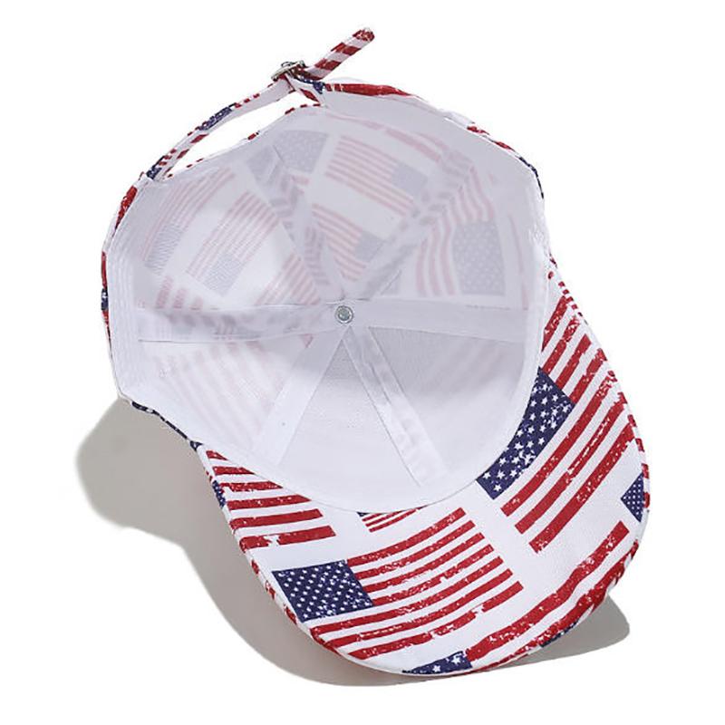 Unisex Naklejka z Flagą Amerykańską Czapki z Siatką Baseballową Wiosna i Lato Outdoor Regulowane Codzienne Czapki Kapelusz Przeciwsłoneczny