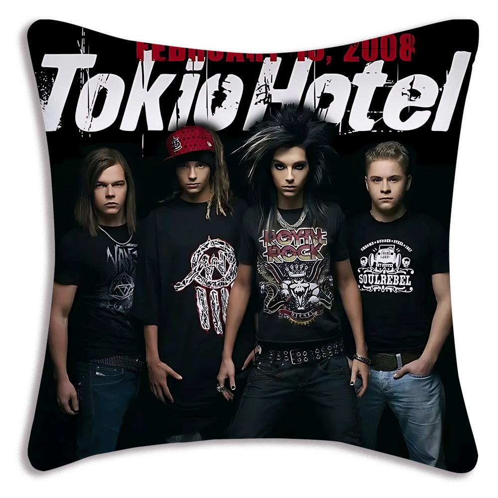 Hot Rock Band Tokios Hotels Pillow Covers Cartoon Sofa Decorative Home Double-Sided Printing Short Plush Cute Cushion Cover