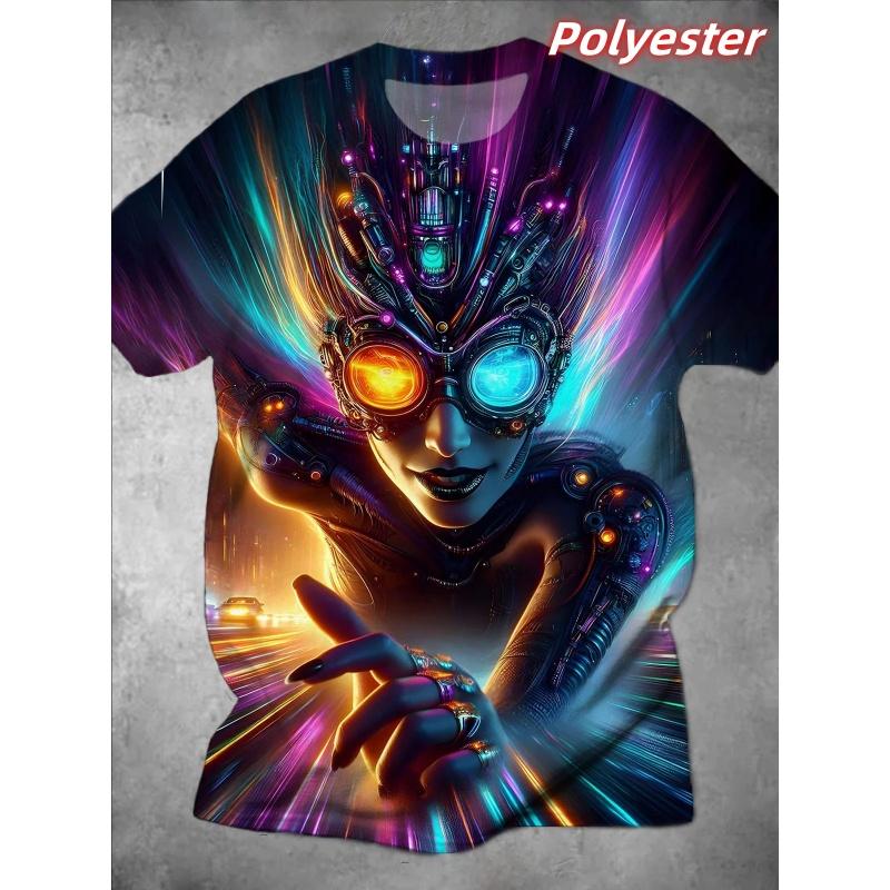 

Cool Colorful Cartoon Pattern T Shirt For Men Clock Magician 3D Print Short Sleeve Tees Summer Street Loose Tops O-Neck T-Shirts XS