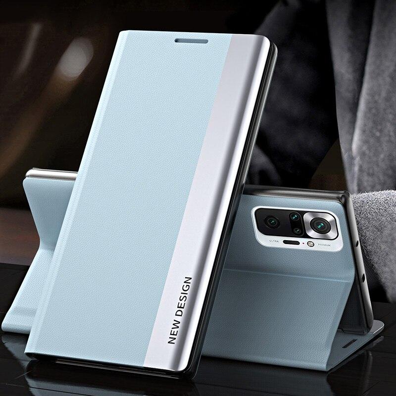 

Магнітний чохол-книжка зі шкіри для RedMi Note 14 Pro 13 12 11 10 12S 11S 10S XiaoMi 15T 14T 13T 12T 11T POCO X7 X6 X5 Платований повний захист Жорсткий чохол RedMi Note 10 Pro світло-синій колір