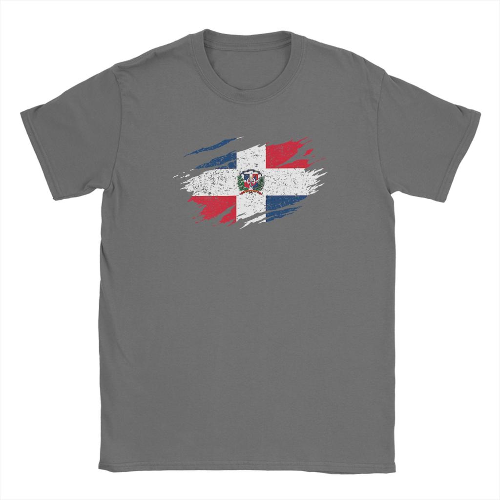 Dominikanische Republik Flagge 100% Baumwolle T-Shirt Für Unisex Sommer Y2K Lustige T-Shirts Rundhals Mode T-Shirts Übergroße Kleidung