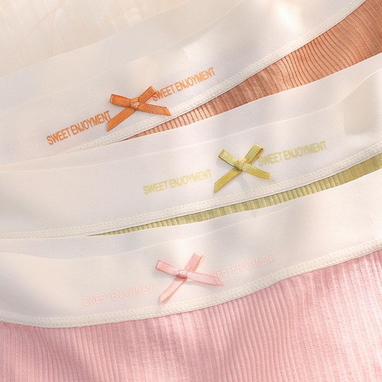 5 stk/sett Dame Vår Sommer Tynn Blonder Sømløse Truser Damer Ensfarvet Søt Liten Frisk Midje Sløyfe Truser