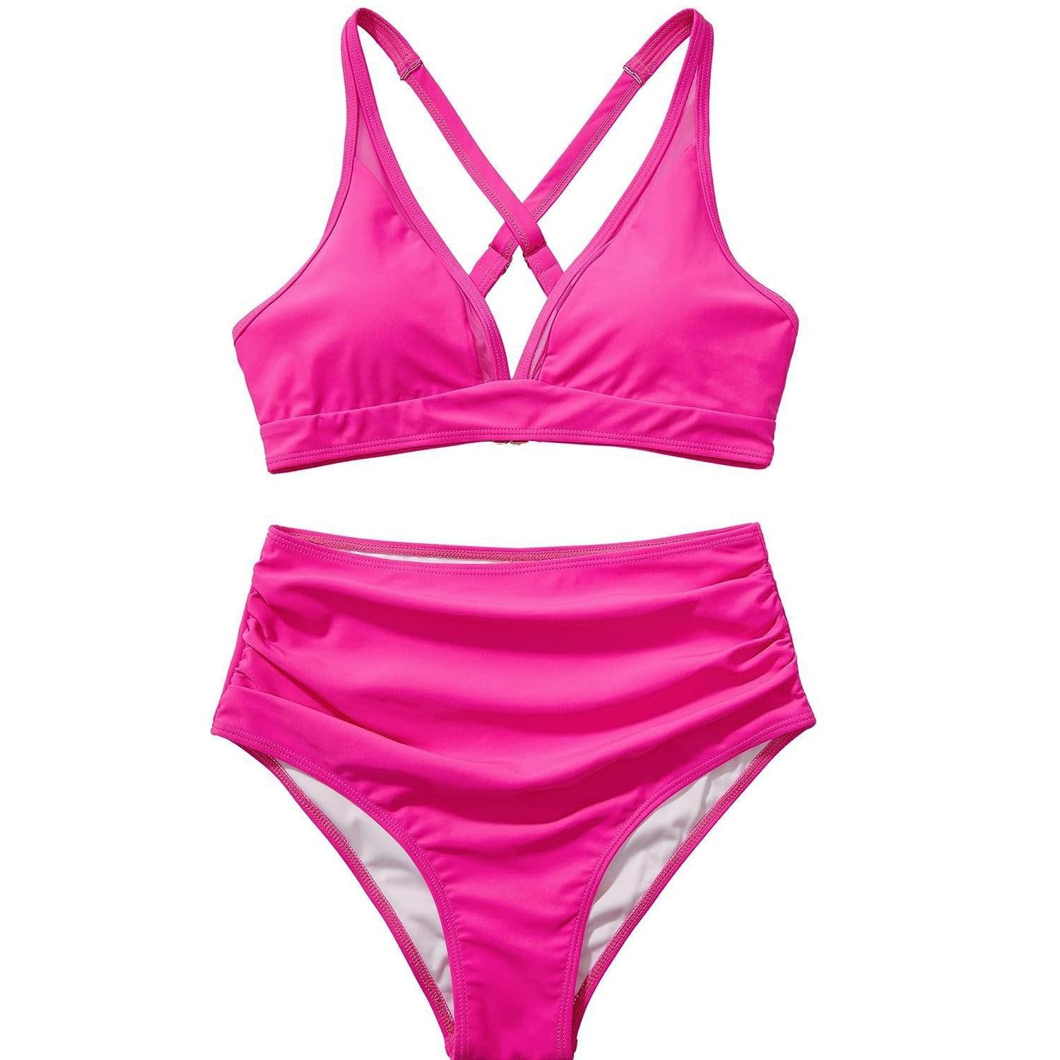 

Жіночі купальні костюми, суцільні кольори, бандажні сексуальні стрінги, бразильські купальні костюми, набір бікіні, пляжний одяг, купальний костюм великих розмірів, купальні костюми 2XL рожевий червоний колір