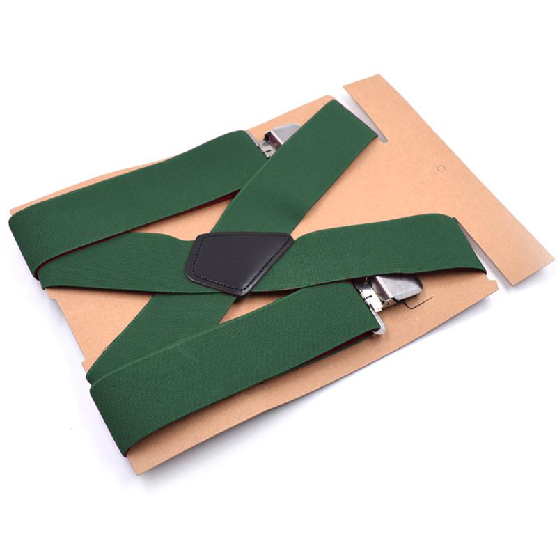 5cm Men Suspenders High Elastic Adjustable 4 Strong Clips Suspender Straps Heavy Duty X-Shaped Back Trousers Braces